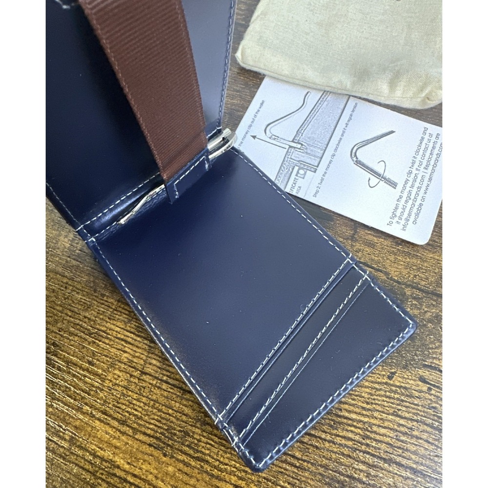 Serman Brands Leather RFID Blocking Slim Bifold Wallet Altlantic Blue Minimalist - Picture 8 of 14